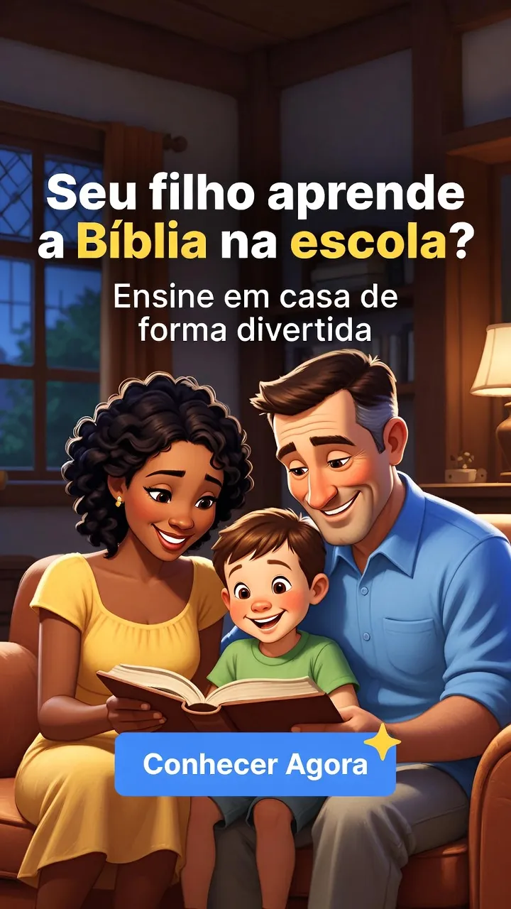 Família lendo a Bíblia em casa de forma divertida